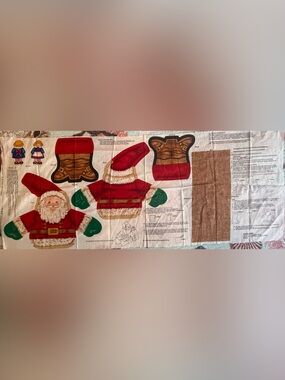 Vintage St Nicolas Santa Fabric Panel - Red and Green Holiday Sewing Panel